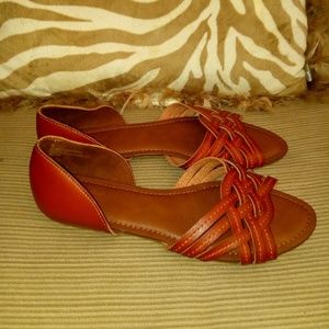 Womens Cognac open toed Huaraches